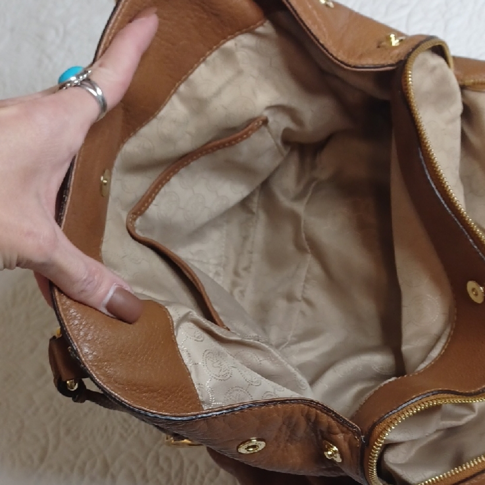Michael Kors Brown Shoulder Bag with Gold Accents - Picture 9 of 13